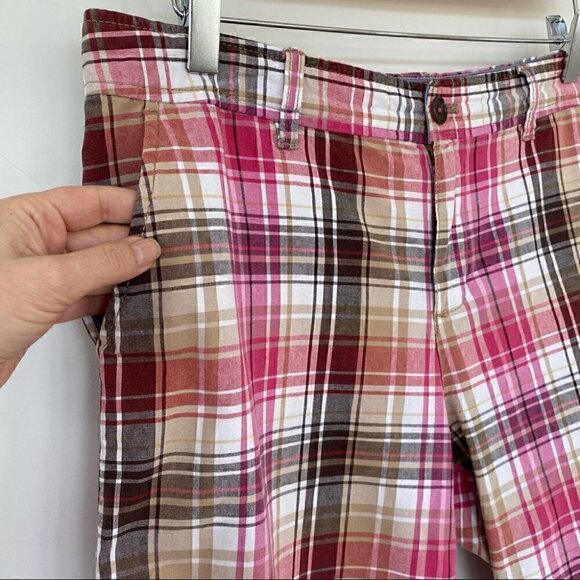 Bass Bermuda shorts, high waisted,  💯 cotton plaid - Picture 3 of 7